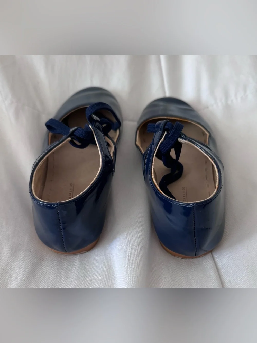 Zara Navy Patent Mary Jane with Lace Tie